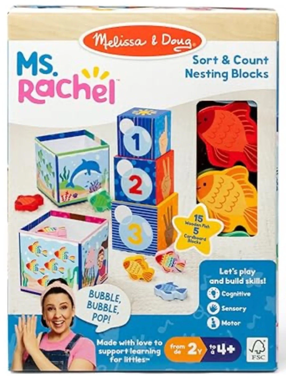 Melissa & Doug Ms. Rachel Sort & Count Nesting Blocks - NEW